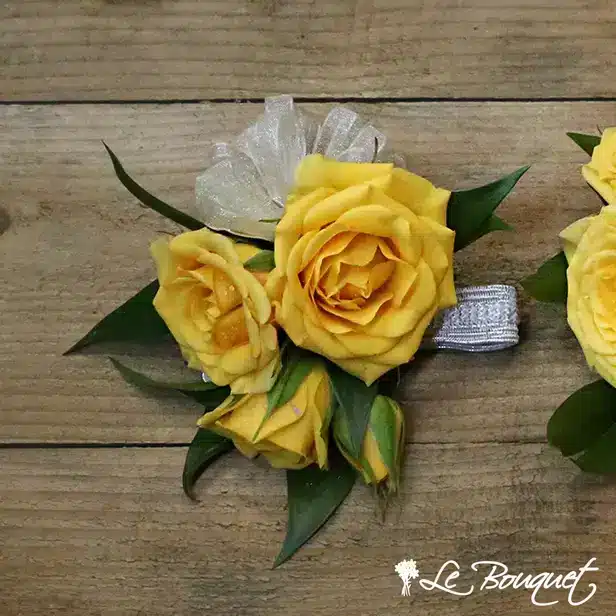 Spray Rose Wristlet (Standard, Yellow, Greens Only)