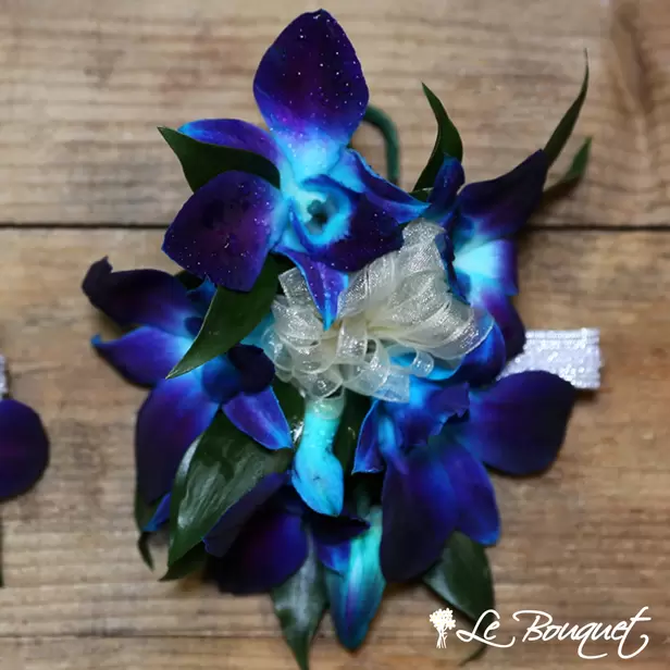 Dendrobium Orchid Wristlet (Deluxe, Blue, Greens Only)