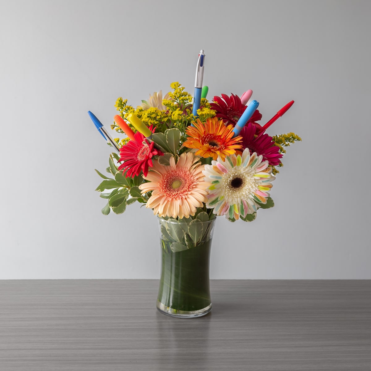 Back to School bouquet with Gerberas and Solidago