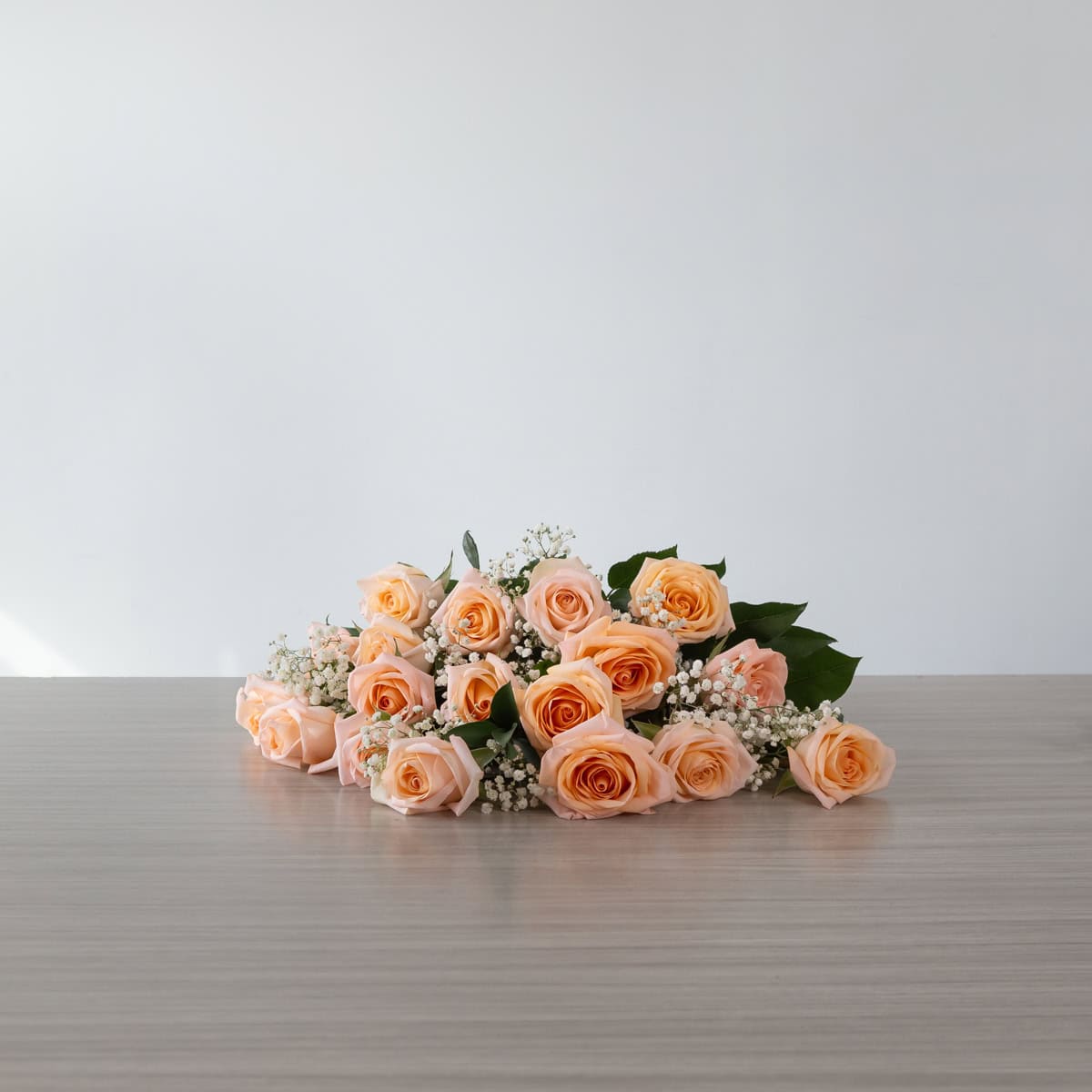 Tiffany Roses (18 roses, Arranged cut bouquet, With greenery and floral accents)