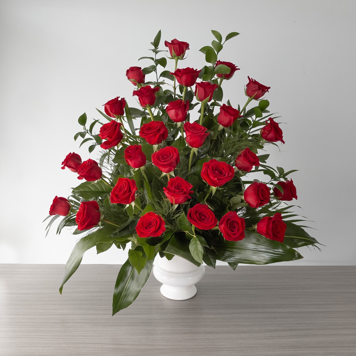 Red Roses Abundance (30 roses, With greenery)