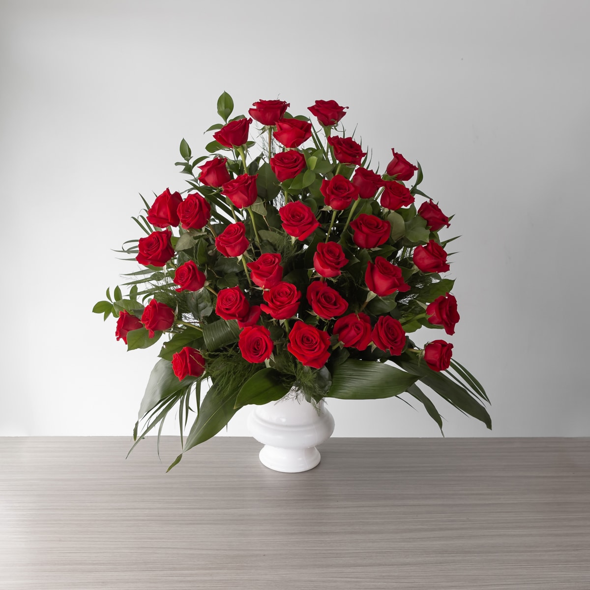 Red Roses Abundance (36 roses, With greenery)