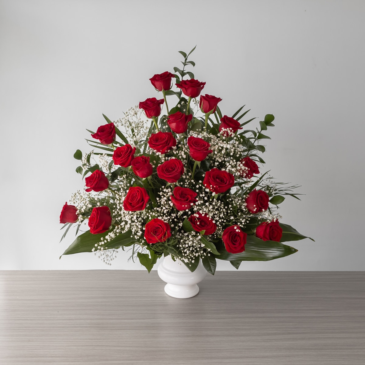 Red Roses Abundance (24 roses, With greenery and floral accents)