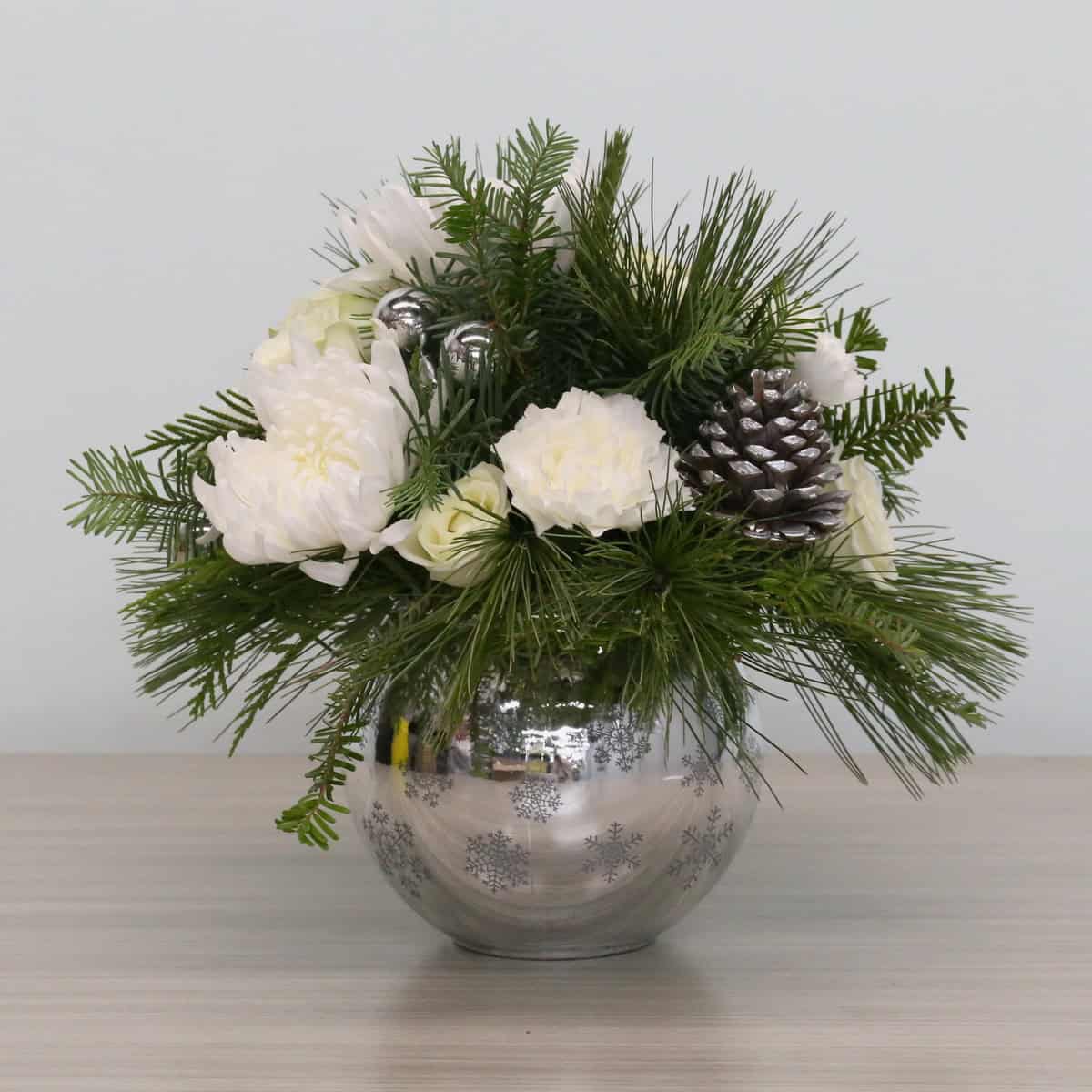 Holiday Ornament Arrangement – silver